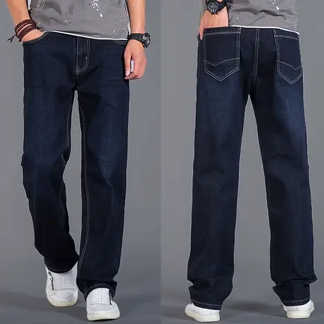 直筒牛仔裤男款春夏季宽松大码加肥加大胖人男裤子商务男士休闲裤图片