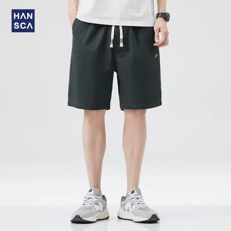 hansca休闲短裤男夏季薄款宽松直筒潮流五分裤运动大码灰色中裤子商品大图