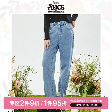 SPAO迪士尼爱丽丝联名春季新款时尚印花阔腿牛仔裤SPTJC23D02商品大图