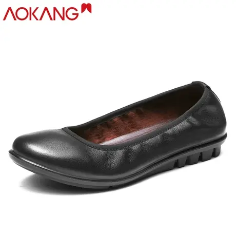奥康女鞋商务休闲舒适软底平底牛皮2019新款工作鞋商品大图
