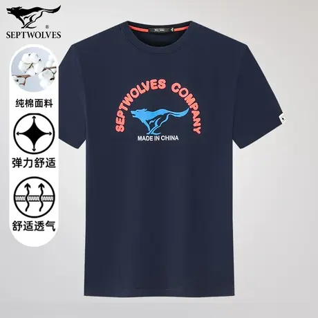 七匹狼狼族生活夏季新款男士短袖圆领T恤日常休闲经典基础款式男T图片