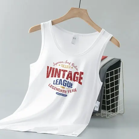 莫代尔冰丝背心男健身跨栏运动夏季凉感速干无袖t恤白色坎肩吊带商品大图