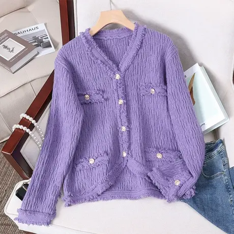 很仙的毛衣女士慵懒风春装2023新款宽松v领针织开衫女外套春秋款图片