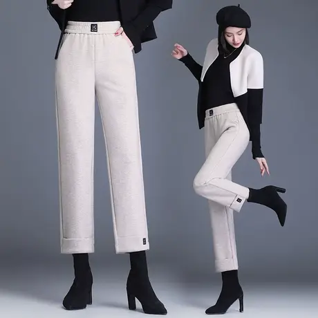 毛呢阔腿裤女高腰2023新款秋冬垂感显瘦女裤小个子宽松百搭直筒裤图片