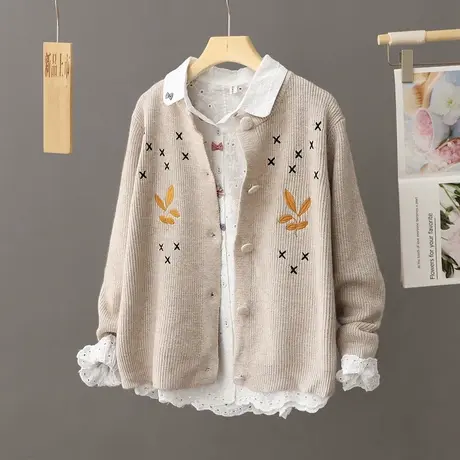 学院风宽松针织衫外套设计感小众小个子毛衣开衫女春秋季别致上衣商品大图