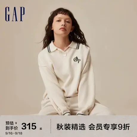 【双11预售】Gap女装秋冬2023新款LOGO宽松廓形POLO领毛衣721610图片
