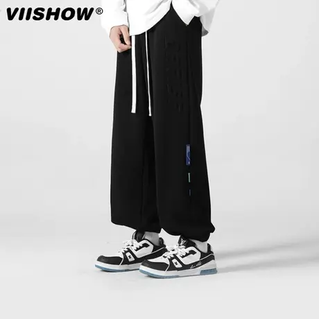 VIISHOW男士卫裤九分宽松束脚潮牌运动裤子学生男帅气休闲长裤商品大图