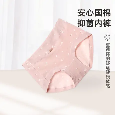 爱莎女士内裤女棉质抗菌裆小平角大码透气中腰少女印花三角裤新款图片