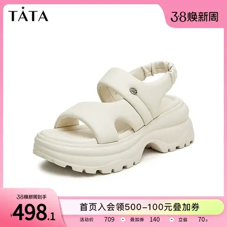 Tata他她厚底凉鞋女外穿软底沙滩运动凉鞋松糕2024夏新款WL201BL4商品大图