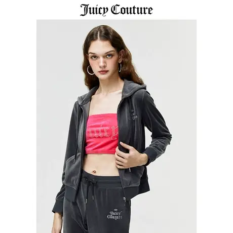 Juicy Couture橘滋春夏新款辣妹烫钻抹胸天鹅绒丝绒无肩带抹胸女图片