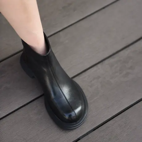 Artmu阿木靴子女2023新款爆款女平底真皮短靴春秋单靴舒适百搭商品大图