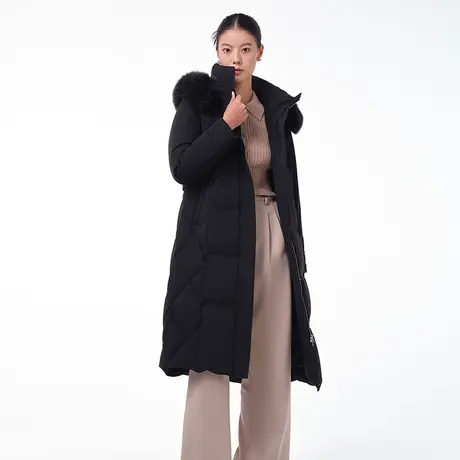 坦博尔新款羽绒服女2023年冬季长款过膝连帽大毛领加厚保暖外套冬图片