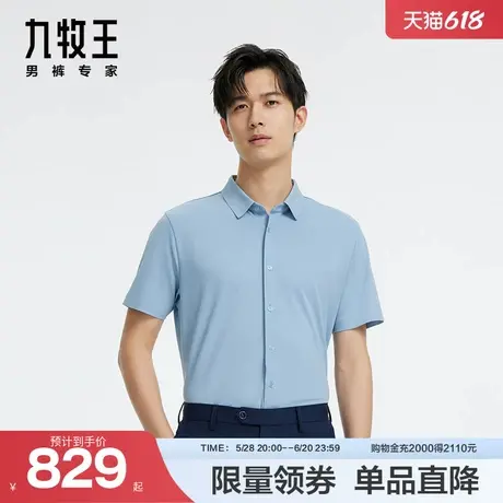 [商场同款]九牧王男装JC6D20310短袖衬衫24新品通勤休闲百搭上衣商品大图