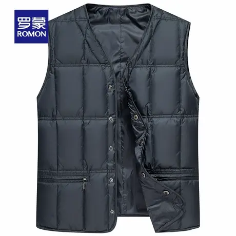 【鹅绒】罗蒙中老年人羽绒服马甲男士秋冬季新款坎肩爸爸冬装外穿商品大图