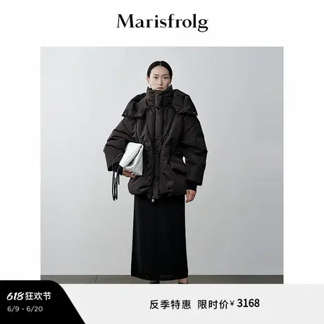 【轻云羽绒】玛丝菲尔冬季黑色立领鹅绒加厚羽绒服图片