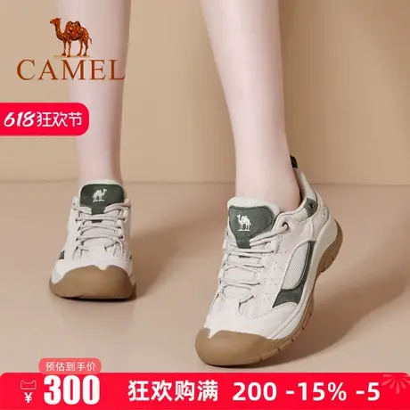 Camel/骆驼女鞋2025春季新款系带徒步运动鞋牛津增高休闲鞋户外鞋商品大图