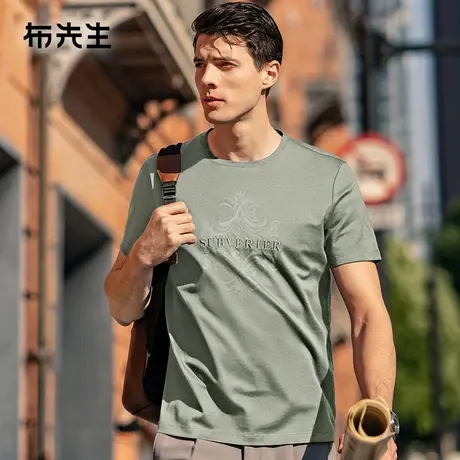 MrBu布先生暗纹提花丝光棉男上衣夏潮流字母快干短袖TAT11728图片