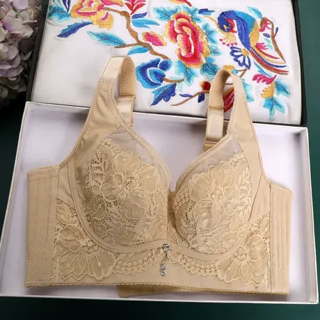 薄款调整型内衣女大胸显小聚拢收副乳塑形矫正防下垂六排扣文胸罩商品大图