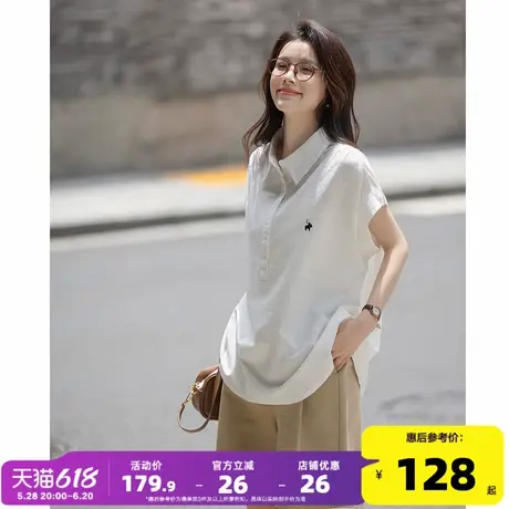 唐狮白色衬衫女短袖2025夏季新款气质百搭衬衣女休闲女士上衣dmn图片