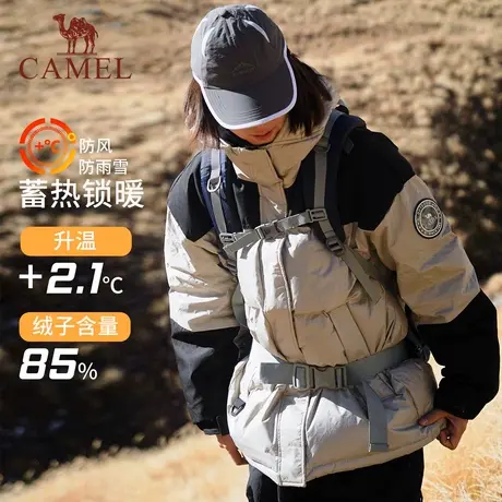 骆驼女装工装羽绒服2024冬装新款宽松加厚保暖连帽面包服羽绒外套商品大图