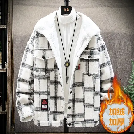 2023年新款棉袄秋冬季羊羔毛外套男士加绒加厚冬装棉衣服韩版潮流商品大图