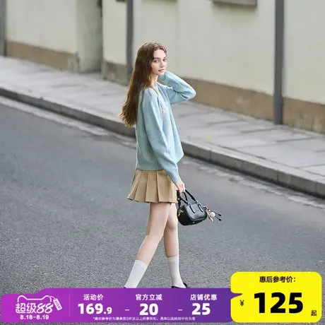 唐狮2025年秋冬新款毛衣女曼波风圆领字母绣花早秋韩系穿搭毛线衫商品大图