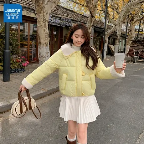GL真维斯糖果色棉服外套女2025新款冬季小个子减龄气质短款面包服图片