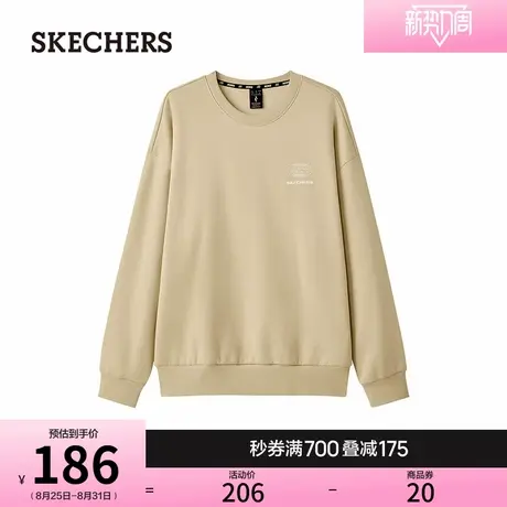 Skechers斯凯奇春女百搭圆领套头卫衣长袖宽松加绒打底衫百搭T恤图片