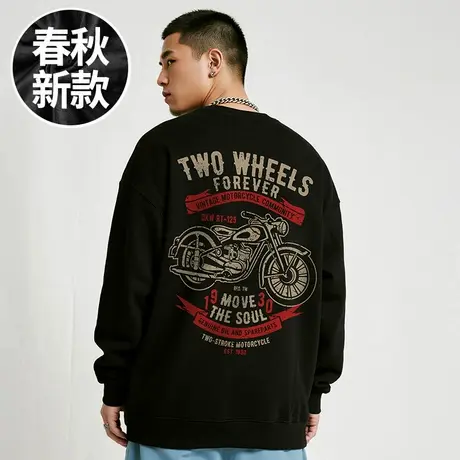 【大码男装】200-300斤大码男装潮男复古加肥加大码圆领卫衣秋款商品大图
