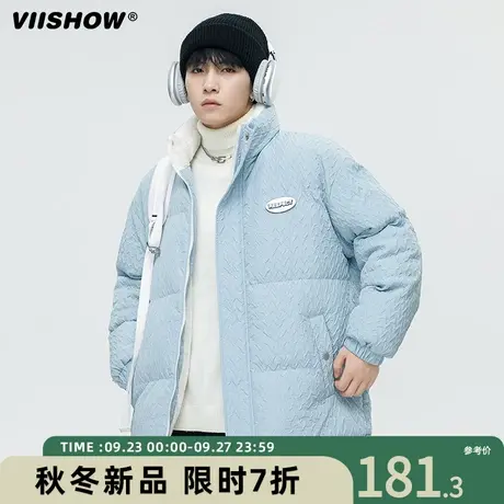VIISHOW千鸟格棉服男士冬季潮牌纯色简约外套保暖棉袄款冬装棉衣商品大图