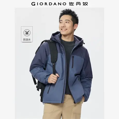 佐丹奴外套男装撞色连帽多口袋梭织棉衣外套 01075714商品大图