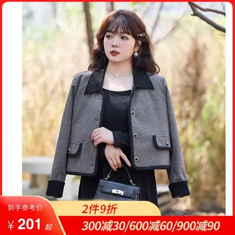 2023冬季新款显瘦胖MM开衫长袖上衣直筒洋气气质大码女装短款外套商品大图