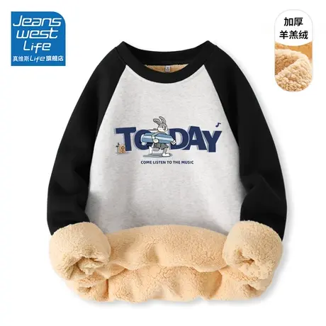 真维斯LIFE美式复古卫衣女秋冬款2023新款加绒加厚小个子短款上衣图片