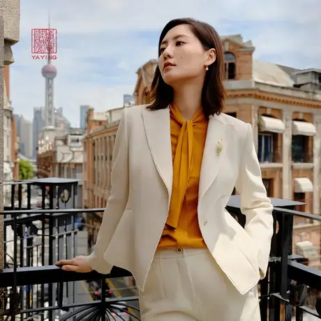 EP雅莹高端系列 纯白色西装 肌理感绵羊毛正装 2023秋冬新款1105A商品大图