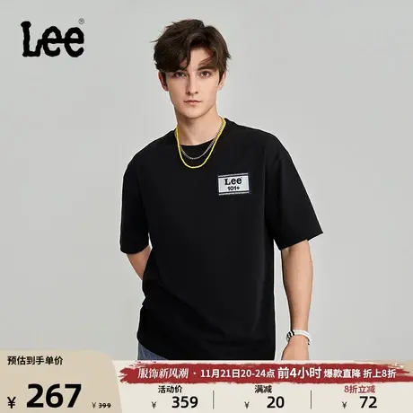 Lee商场同款23秋冬新品舒适版黑色贴布男短袖T恤LMT0063334DR-K11图片