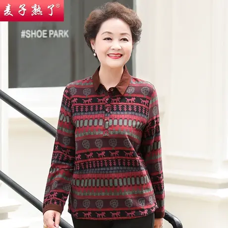 妈妈秋装2020新款洋气长袖衬衫打底中老年人女装春小衫外套上衣服商品大图