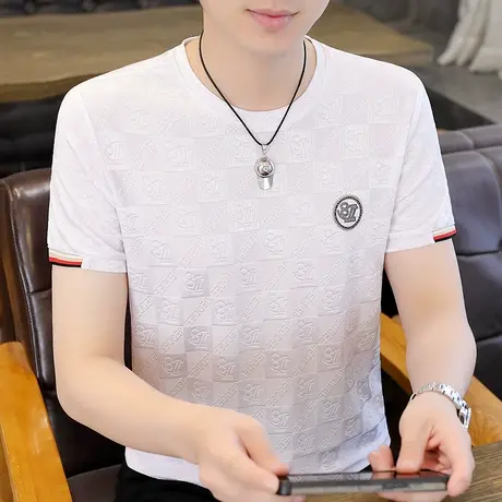 短袖t恤男士夏季2023新款潮流ins百搭休闲圆领半袖体恤男装上衣服商品大图