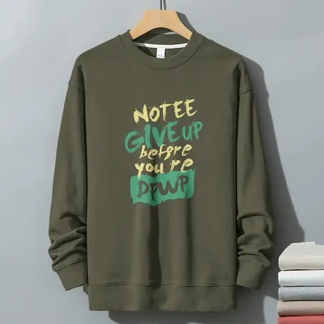 350g重磅圆领套头卫衣男秋冬款摇粒绒无帽长袖t恤潮流宽松打底衫商品大图