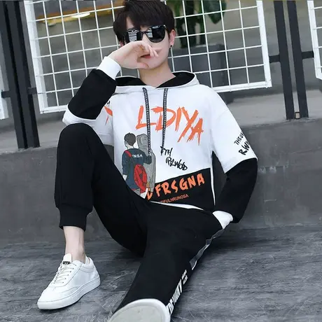 青少年春秋款卫衣潮流帅气男孩秋装高中初中学生套装大童男装外套商品大图