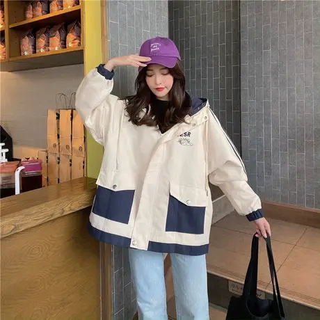 外套女春秋2021年春季新款韩版宽松百搭bf褂子潮中学生工装棒球服商品大图