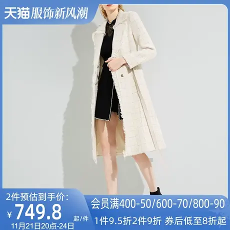 AUI小香风名媛气质长款外套女2022冬季新款高端洋气翻领过膝大衣图片