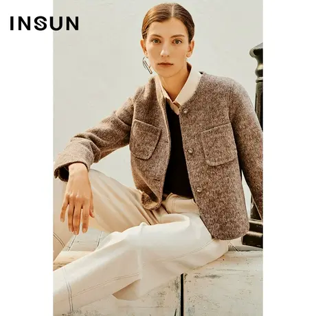 INSUN恩裳专选春复古圆领羊毛小香风短外套商品大图