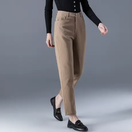 卡其色哈伦裤女2025新款春秋休闲妈妈显瘦裤子咖色女裤九分萝卜裤商品大图