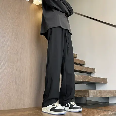 美式高街垂坠感运动卫裤男士秋季宽松直筒潮牌百搭阔腿休闲长裤子商品大图