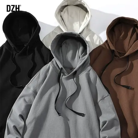 男士纯色卫衣男连帽春秋潮牌宽松纯棉上衣运动外套男装2024年新款商品大图