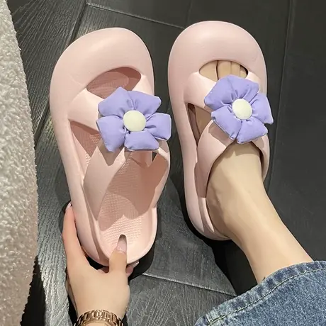 凉拖鞋女夏季2023新款可爱花朵包头室内外穿踩屎感厚底防滑洞洞鞋商品大图