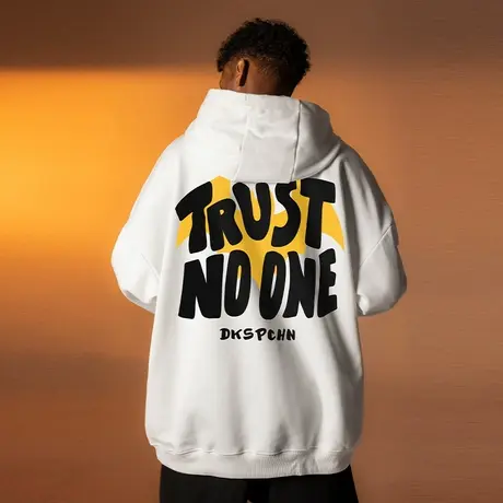 Nuthink欧美潮牌字母连帽卫衣男加绒加厚宽松大码保暖春季外套潮商品大图