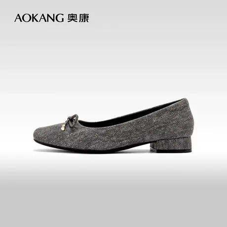 奥康女鞋 2024秋季新款蝴蝶结鞋面方头浅口单鞋优雅百搭女单鞋商品大图