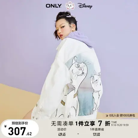 ONLY奥莱迪士尼联名刺绣图案中长款牛仔外套女商品大图