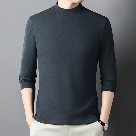 秋冬季内搭保暖长袖T恤冬天男士修身打底半高领卫衣2024新款上衣商品大图